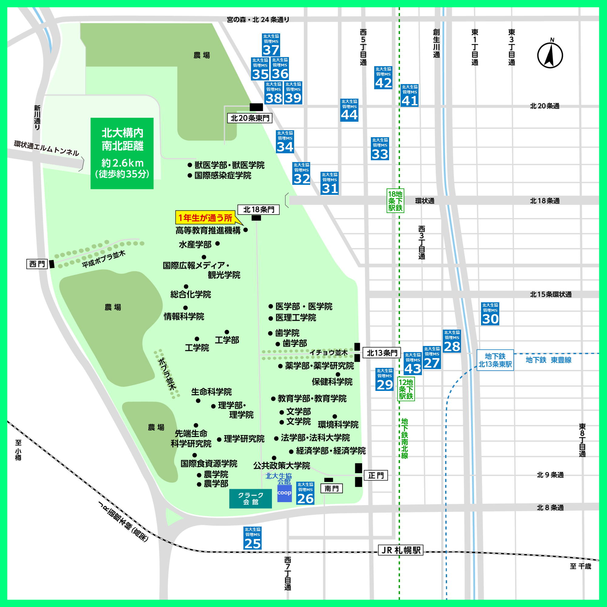 北大生協管理マンション／所在地MAP